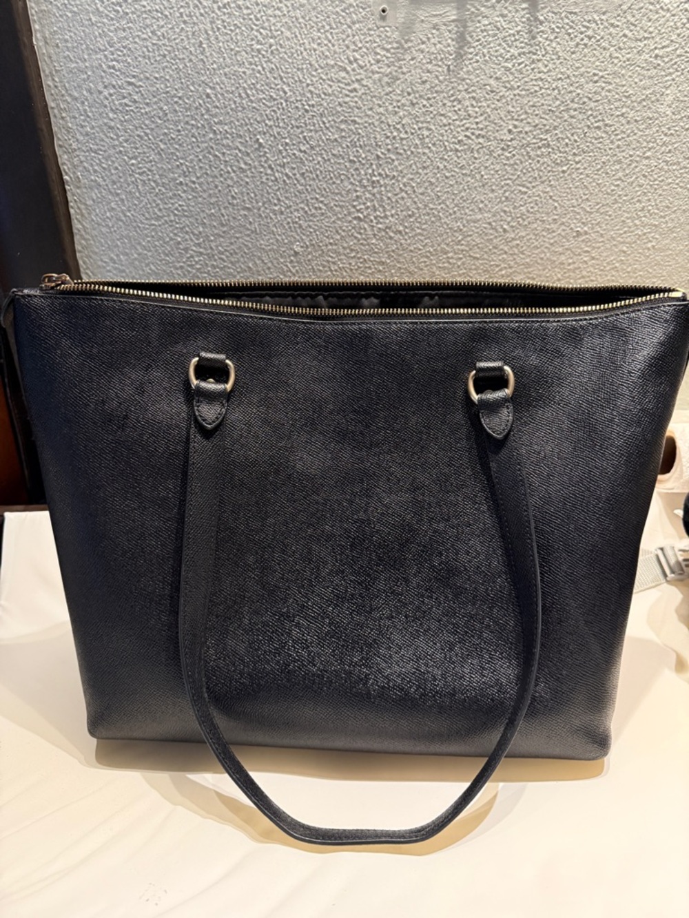 Coach Black Leather Tote with Gold Hardware - Picture 2 of 5